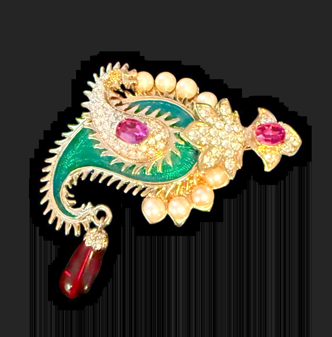 Kenneth Jay Lane Maharani Paisley Brooch KJL Pais… - image 1