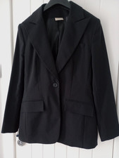 Women's Smart Black Button Single Breast Blazer Jacket,  Size: 12