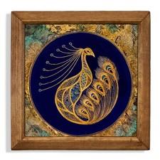 Peacock Stone Wall Art - Boho Bohemian Royal Gold Turkish Handmade Gift 25cm