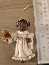 African American Angel Ornament holding Bells BUY-AS-IS