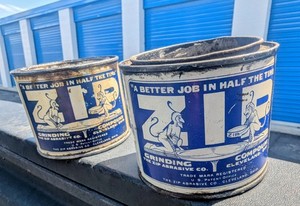 Pair of ZIP Grinding Compound Cans circa 1920