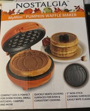 Nostalgie MyMini Kürbis Waffeleisen - NEU - Mini Antihaft Easy Wipe Clean