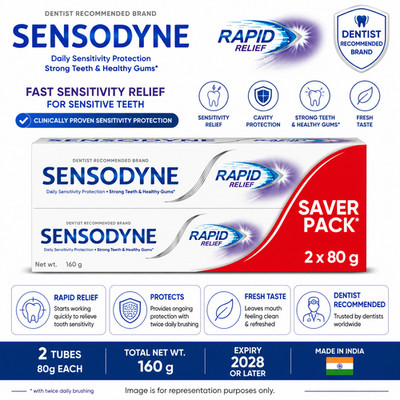 Sensodyne Rapid Relief Toothpaste 80g x 2 Sensitive Teeth Fresh Taste 2028