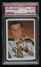 1985 Cartophilium Hockey Hall of Fame Frank Brimsek #124 PSA 8 HOF 0f8