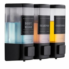Shampoo and Conditioner Dispenser for Shower, 3 Chamber, Black