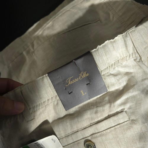 Pantalone lino uomo Tasso Isola d'Elba grande coulisse comfort naturale nuovo con etichetta tinta unita - Foto 12 di 13