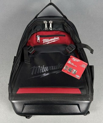 Milwaukee Backpack Black Red Jobsite Tool Work Multi Pocket Molded Base New