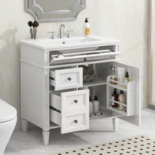 30'' Bathroom Vanity with Top Sink, Modern Bathroom Storage Cabinet with 2 Dra
