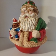 Vintage Roly Poly Musical Santa rotates & plays Santa Claus is Coming to Town