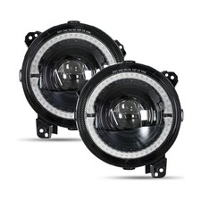 9 Inch Round LED Headlights with Hi/Lo Beam DRL Halo Turn Signal Sealed Beam ...