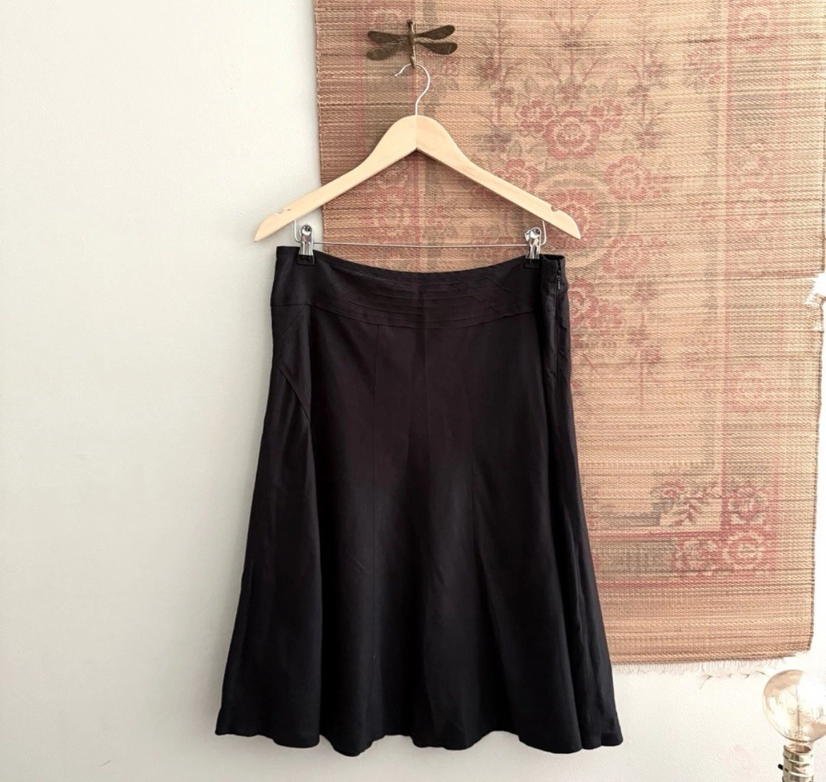 Mexx Black Aline Shin Length Linen & Cotton Skirt Large
