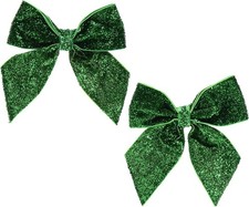 Green Glitter Hair Bows Christmas St Patrick's Day Fancy Dress Costume Accessory