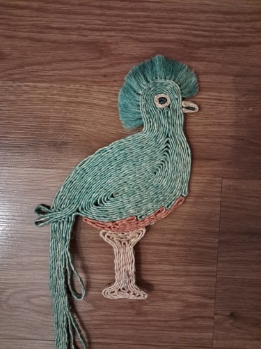 MCM VINTAGE Rafia Made BIRD Pavone da Appendere a Parete 22" - Foto 5 di 5
