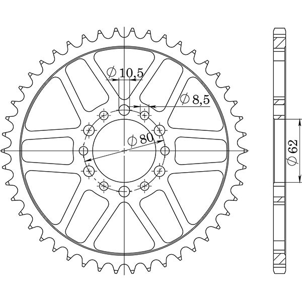 Zahnrad Stahl P520 - Z45 (DIS.12300) Yamaha 250 Sr Se 80/84-image