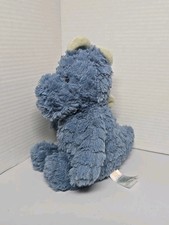 Carters Just One You Blue Dinosaur Plush Shaggy Fuzzy Green Spikes 9in