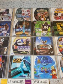 Sega Dreamcast Light Grey Console(1) And Game Lot(34)  + Extras