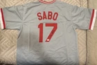 Chris Sabo Signed Cincinnati Grey Baseball Jersey (JSA)