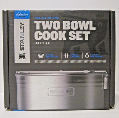 Stanley Adventure All-in-One Two Bowl Camp Cook Set - Stainless Steel Sealed NEW