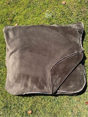 Brookstone NAP Satin Trim Plush Blanket All-Season Mocha Soft Cozy Queen Nice!