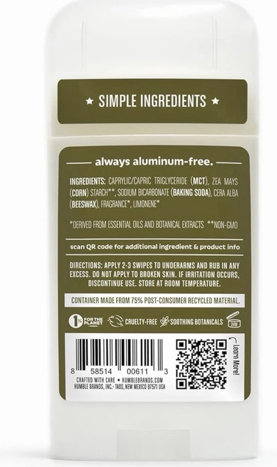 Paquete de 3 desodorantes sin aluminio Humble Brands Palo Santo, lavanda, pomelo Foto 4 de 4