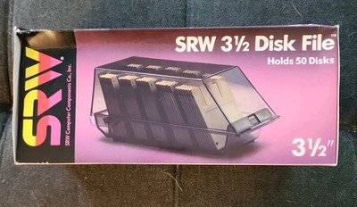 VINTAGE 3 1/2'' SRW DISK FILE, FLOPPY   STORAGE CASE  NEW IN BOX HOLDS 50 DISKS 