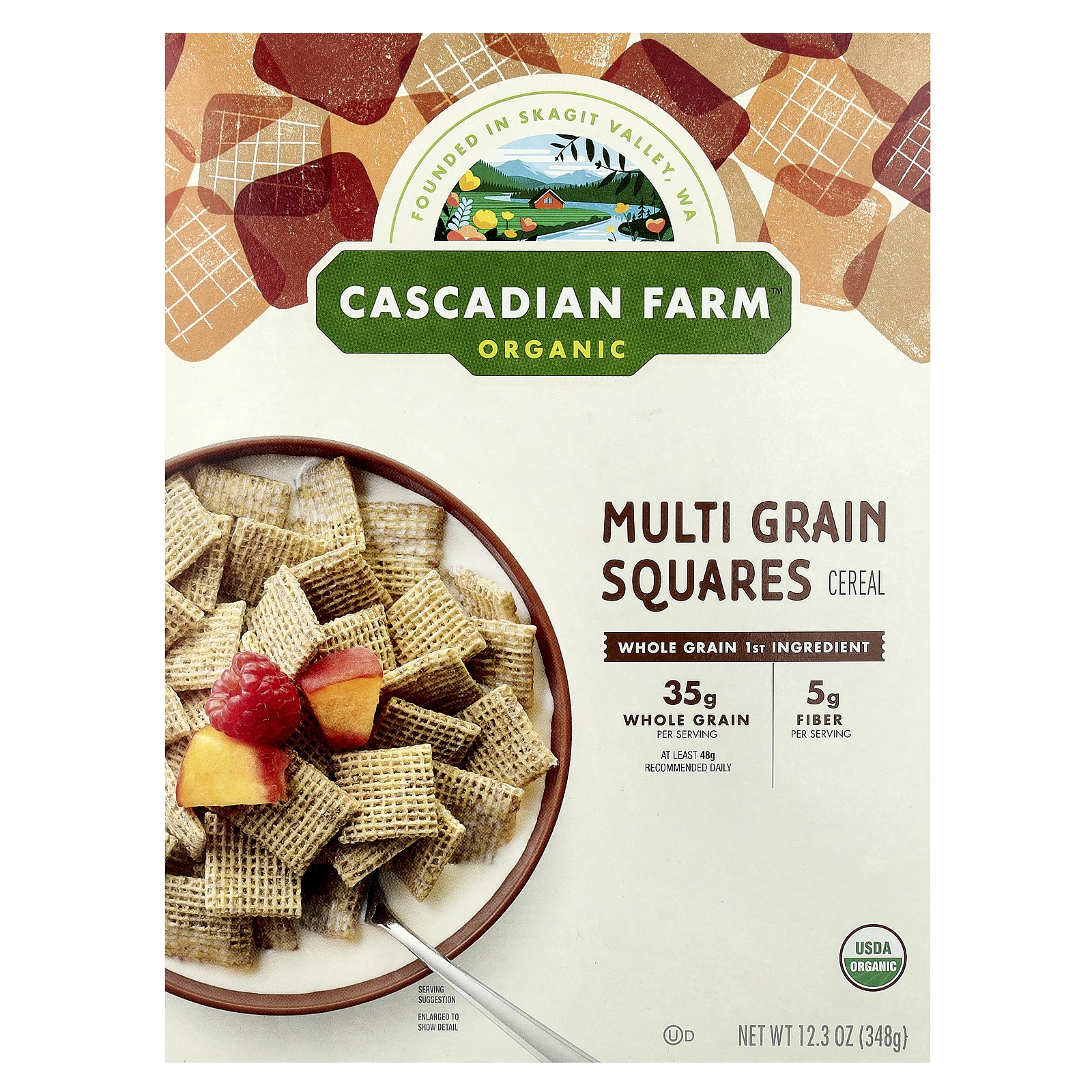 Cascadian Farm Organic Multi Grain Squares 12 3 унции 348 г Кошерный, без искусственных добавок