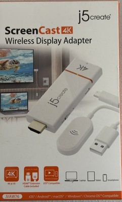 j5create ScreenCast 4K Wireless Display Adapter - White JVAW76 New 
