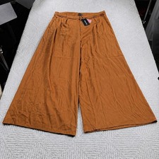 PrettyLittleThing Wide Leg Pants Women 22 Plus Size Boho Flowy Baggy Orange Lux