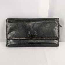Vintage Fossil Women's Trifold Wallet Black Genuine Leather Y2K