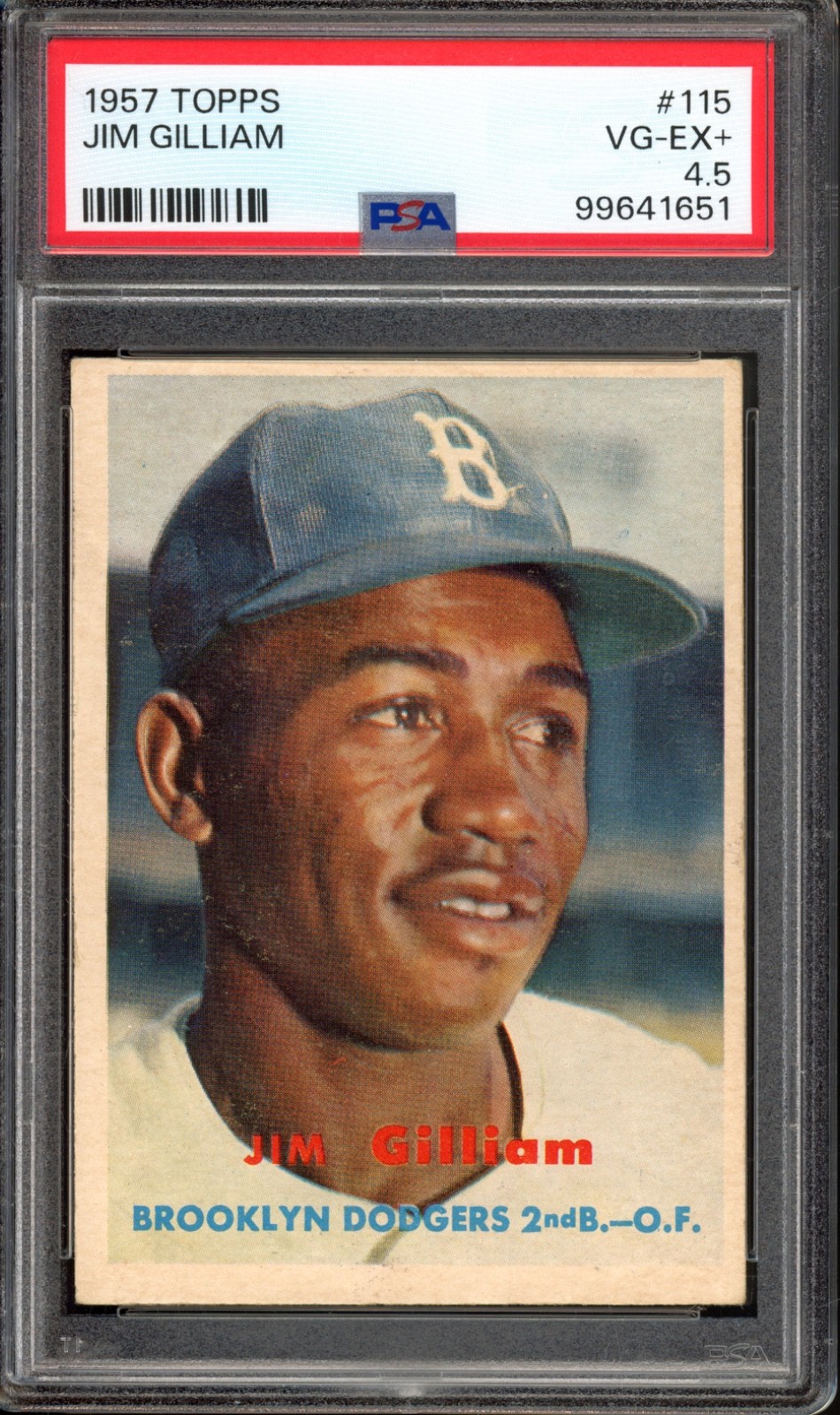 1957 Topps #115 Junior Jim Gilliam PSA 4.5 Vintage Baseball Card (1651)