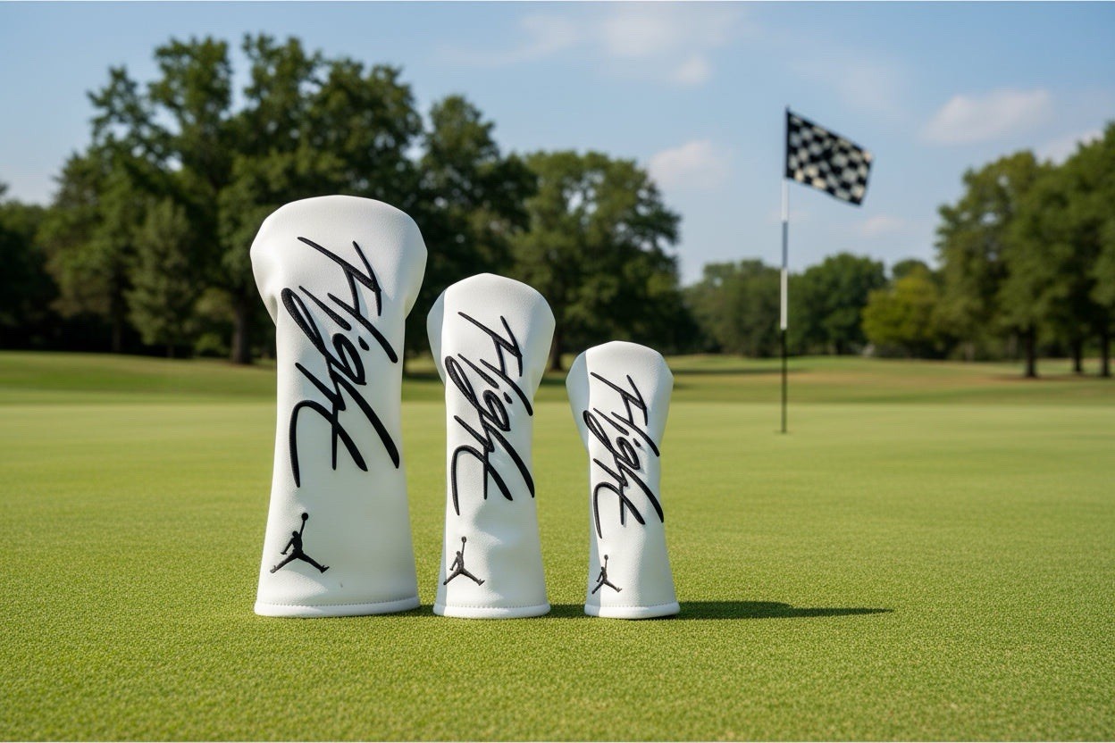 Head Cover Leather White Driver, 3wood, Hybrid