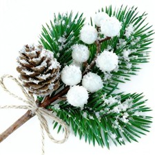 White Berry Stems 10 Pcs Christmas Picks Pine Cones Branches Wreath Floral Decor
