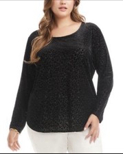 Karen Kane Plus Size 1X Animal Print Velvet Burnout Stretch Layered Top