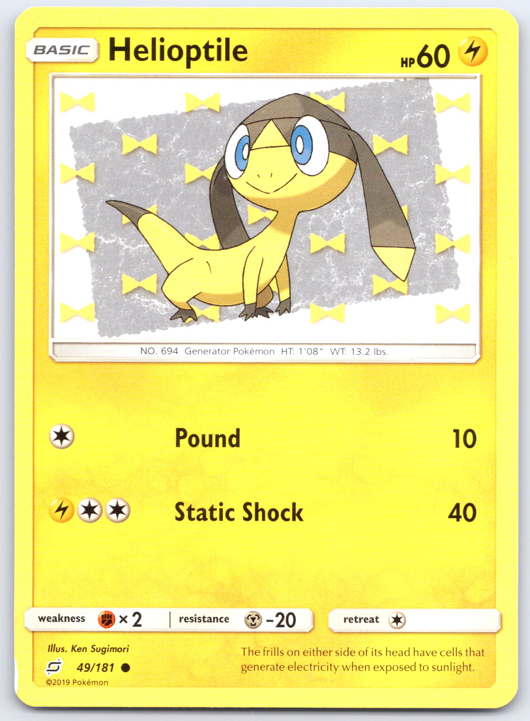 Pokemon TCG Helioptile SM - Team Up NM Common 49/181