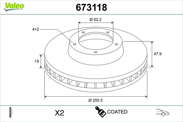 2X Valeo Bremsscheibe Vorderachse BelüFtet Ø256Mm FüR Hyundai Getz TB-image