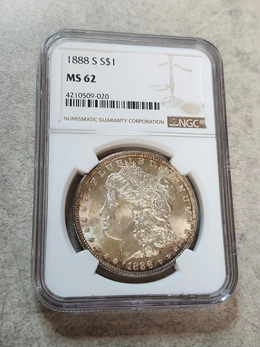 1888-S Morgan Dollar - VAM-13 Hit List 40 - MS62 - NGC - Toning, Mirrors & Frost