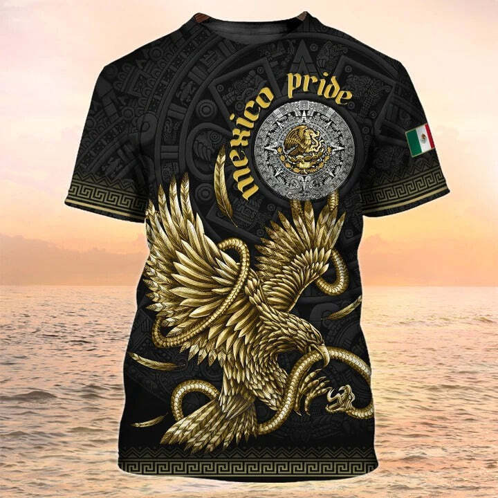 3D All Print Mexico Pride T Shirt Men Aztec Shirts_5699