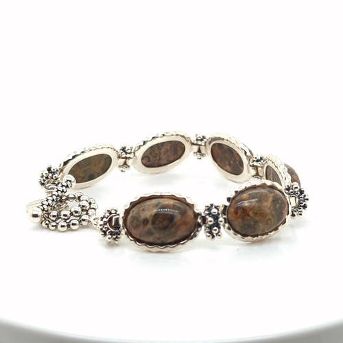 Michael Dawkins Sterling Silver & Spotted Jasper Cabochon Toggle Bracelet - Video 1 of 1
