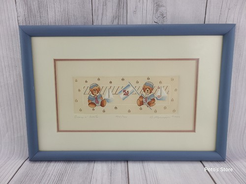 VTG BROOKE MORRISON 1989 FRAMED "BEANO N' BONTS" NAUTICAL TEDDY BEARS 408/700 - Picture 11 of 11