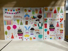 Set of 3 Sheets of HAPPY BIRTHDAY Scrapbooking Stickers Craft Art