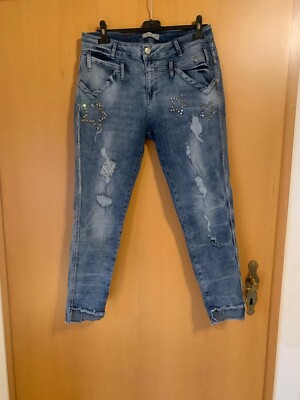 Tredy Stretch Jeans  Gr.  44 blau used Style Glitzer ausgefallen TOP