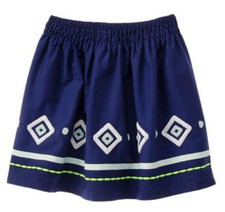 Gymboree Blue Safari Embroidered Geo Skirt Blue White 8 10 12 MSRP 27 NWT