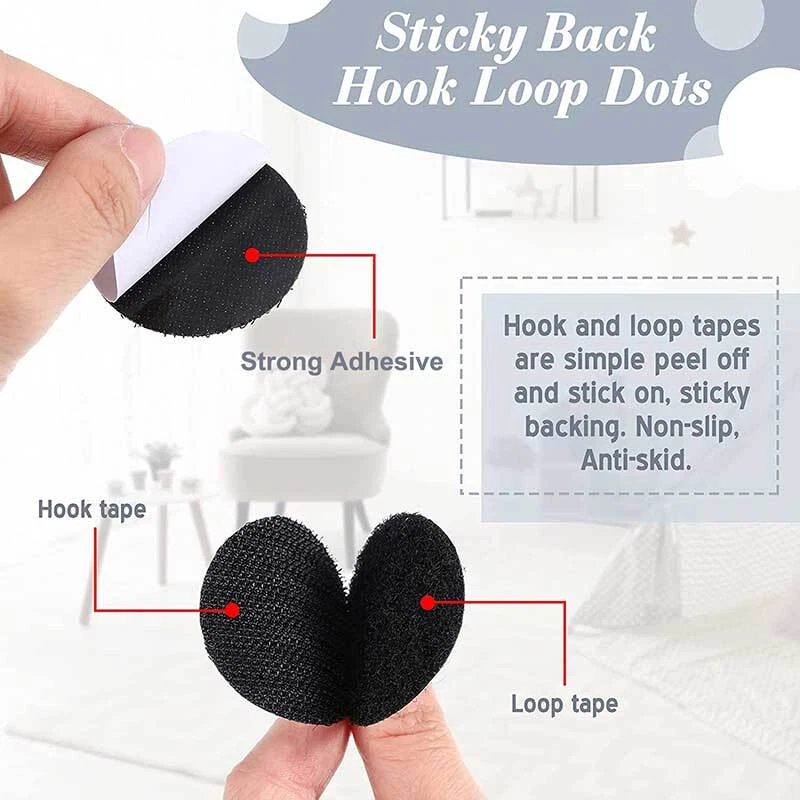 5-30 Pairs Self Adhesive Hook Loop Fastener Dots Sticky Nylon Tape Anti Slip Mat - Image 3 of 4