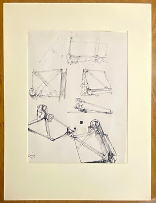 Original James Wines Modernist Pen & Ink Drawing Studies For Sculpture 1965