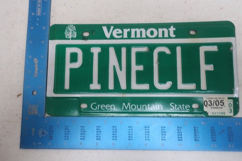 Vermont License Plate Tag VT 2005 05 Vanity Pine Cliff PineCliff PINECLF
