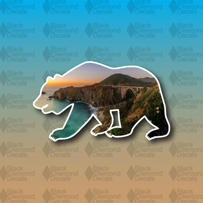 Big Sur Bixby Bridge California Bear 5'' Custom Vinyl Decal Sticker