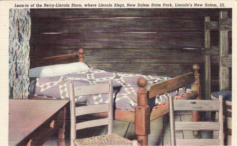 BERRY LINCOLN STORE NEW SALEM STATE PARK ILL-  OLD POSTCARD POSTED 1945 CURTEICH