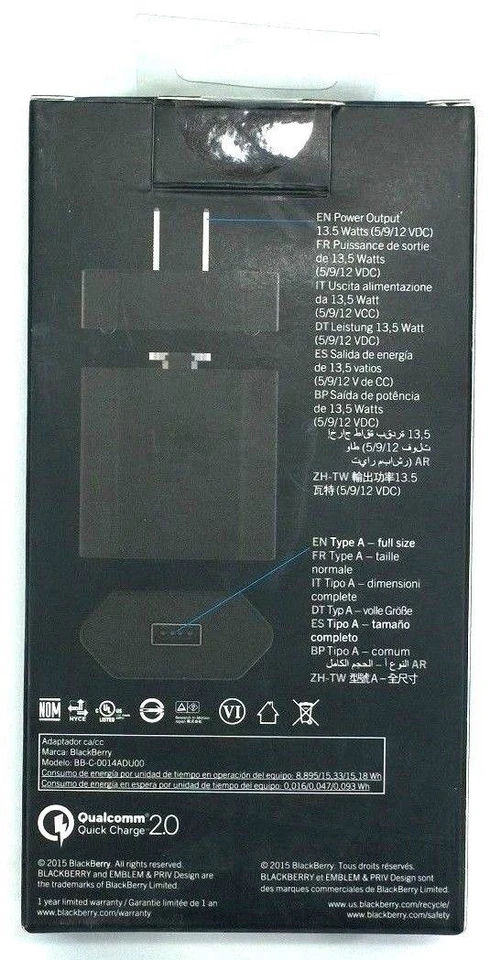 BlackBerry RC-1500 NA Qualcomm Quick Charge 2.0 Rapid Travel Charger - Image 2 of 4