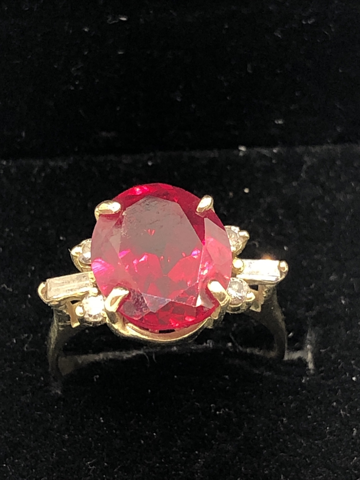 Solid 14K Yellow Gold 5.33CTW Created Ruby Ring w… - image 8
