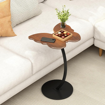 C Shaped End Table, Unique Butterfly Side Table for Couch, Modern C Table with M